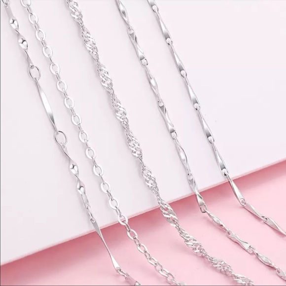 Anthropologie 925 Silver Sparkling Clavicle Chain Choker Necklace - Picture 3 of 16